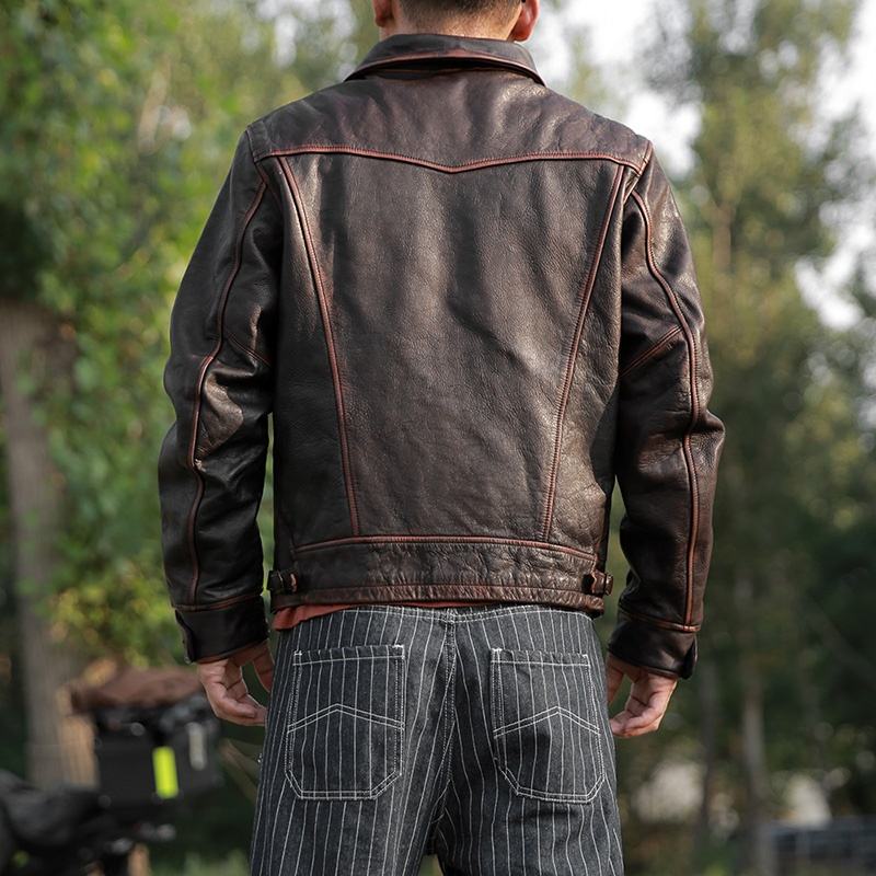 Top Quality Material Wholesale Price Vintage Men's 100% Original Cow Hide Motorcycle Stylish Genuine Leather Jacket