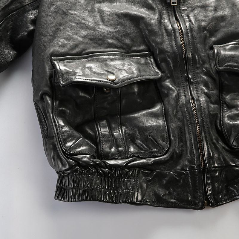A2 Classic High Quality Brown Black Heat Transfer logo Design Casual Breathable Outerwear Men's Slim Genuine Leather Jacket Coat