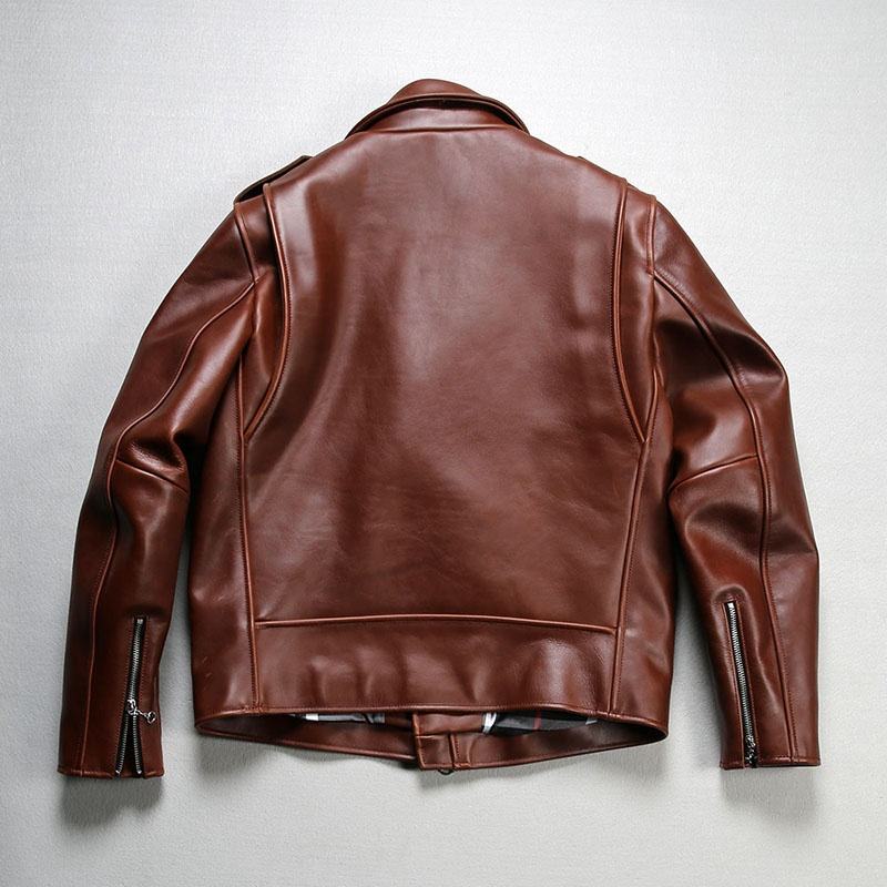 Factory Outlet Motorcycle Genuine Leather Jacket Men's Lapel Diagonal Zipper Oil Wax Holvin Cowhide Jacket
