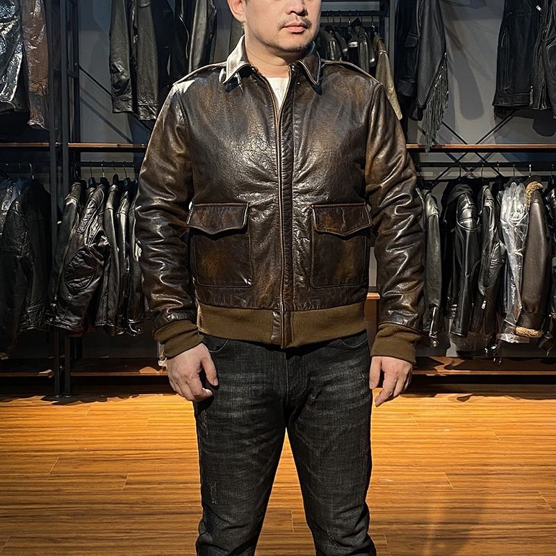 Wholesale Customised High-end New Technology Pilot Bomber Plus Size Genuine Leather Coats Men Vintage Thickened Cowhide Jacket