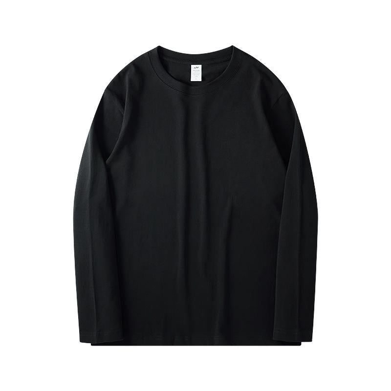 230g Long Sleeve T-shirt Men's Cotton Loose Casual Top White Inner Base Shirt Dropshipping