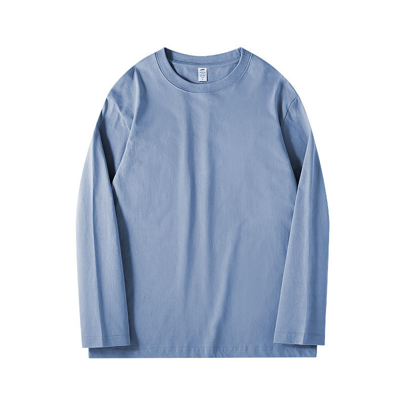 230g Long Sleeve T-shirt Men's Cotton Loose Casual Top White Inner Base Shirt Dropshipping