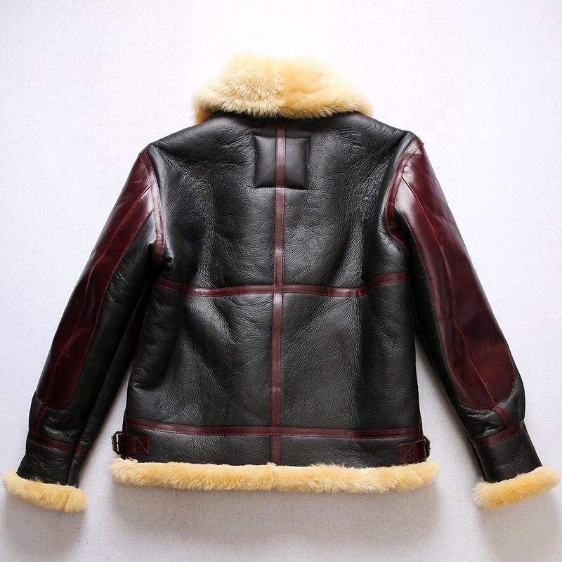 Factory Direct Wholesale Winter Warm Clothing General Patton B3 Flight Suit Jacket Men's Pocket Sheepskin Fur