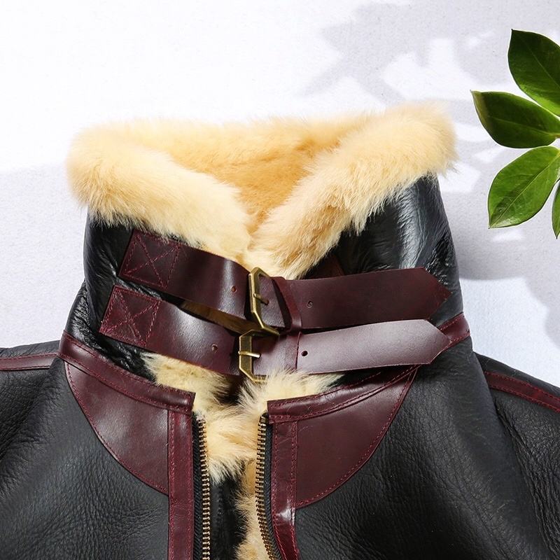 Factory Direct Wholesale Winter Warm Clothing General Patton B3 Flight Suit Jacket Men's Pocket Sheepskin Fur