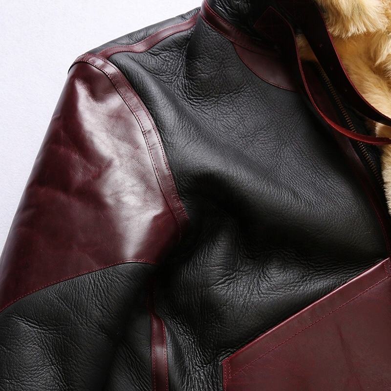 Factory Direct Wholesale Winter Warm Clothing General Patton B3 Flight Suit Jacket Men's Pocket Sheepskin Fur