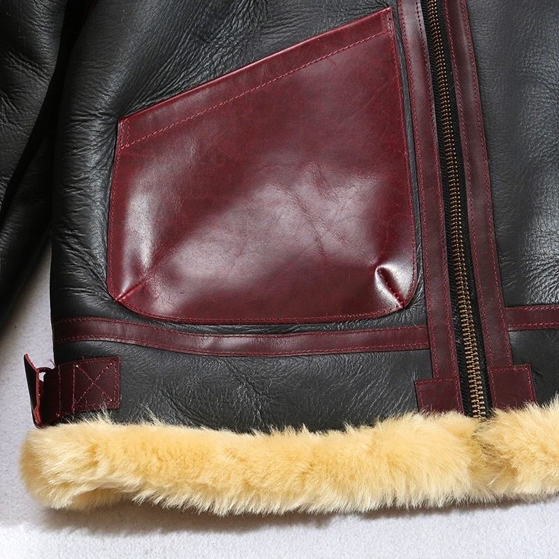 Factory Direct Wholesale Winter Warm Clothing General Patton B3 Flight Suit Jacket Men's Pocket Sheepskin Fur