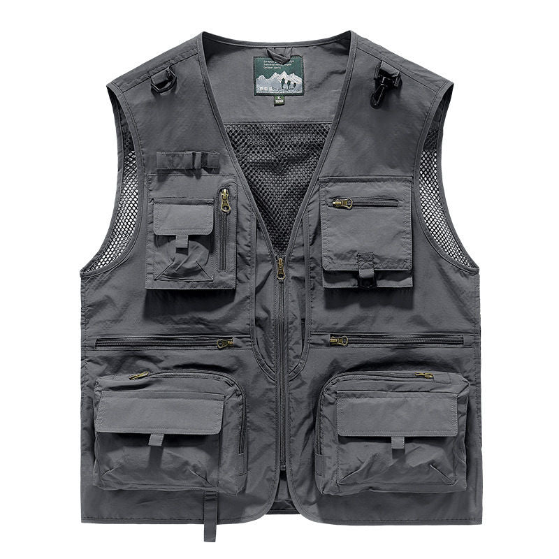 Outdoor Workwear Vest Men's Multiple Pockets Thin Design Fishing Photography Breathable Vest