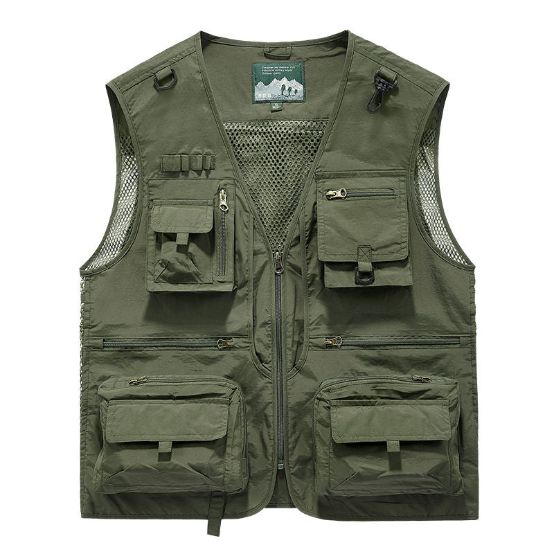 Outdoor Workwear Vest Men's Multiple Pockets Thin Design Fishing Photography Breathable Vest