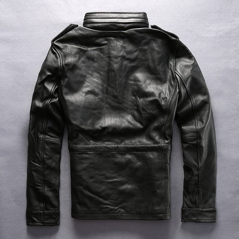 Customized M65 Alpha Hunting Stand Collar Adjustable Waist Multi-pocket Casual Plus Size Men's Cowhide Leather Jacket Coats