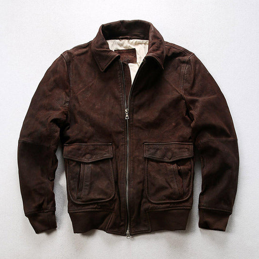A2 Pilot Customize High Quality Colors Vintage Genuine Leather Men's Coats Lapel Cowskin Jackets