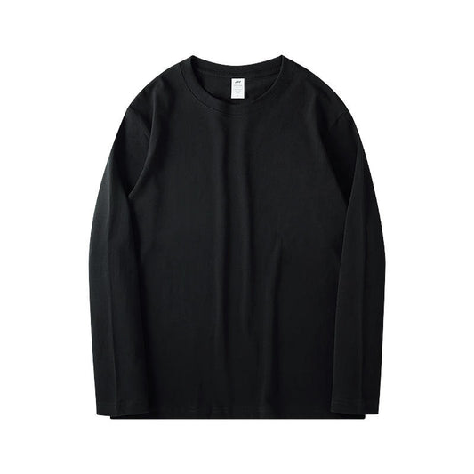 230g Long Sleeve T-shirt Men's Cotton Loose Casual Top White Inner Base Shirt Dropshipping