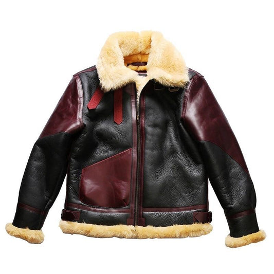 Factory Direct Wholesale Winter Warm Clothing General Patton B3 Flight Suit Jacket Men's Pocket Sheepskin Fur