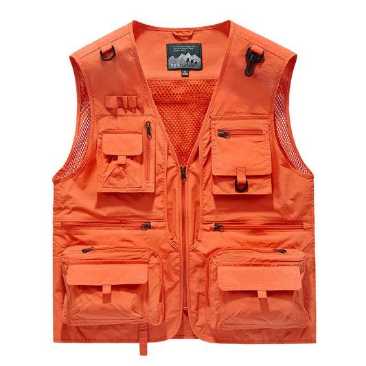 Outdoor Workwear Vest Men's Multiple Pockets Thin Design Fishing Photography Breathable Vest