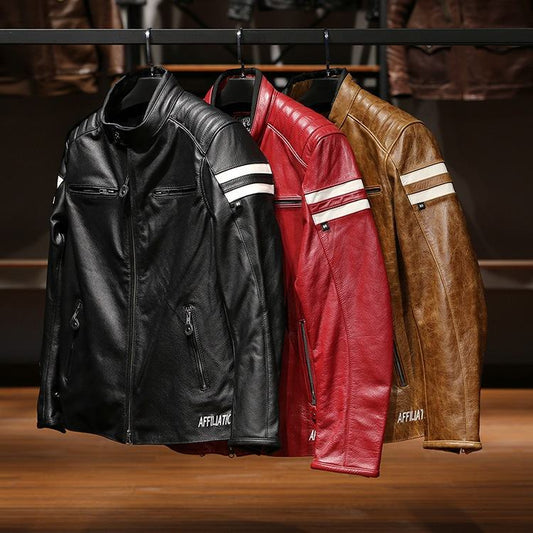 Customized Factory Luxury Legitimate Sport Stripes Mens Waterproof Motorcycle Color Genuine Cow Leather Jacket Clothes